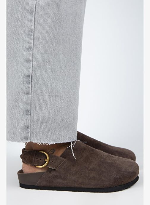 Manijero Antonella Kadın Deri Hakiki Deri Arkadan Kemerli Sabo Kahve Sandalet - Görsel 2