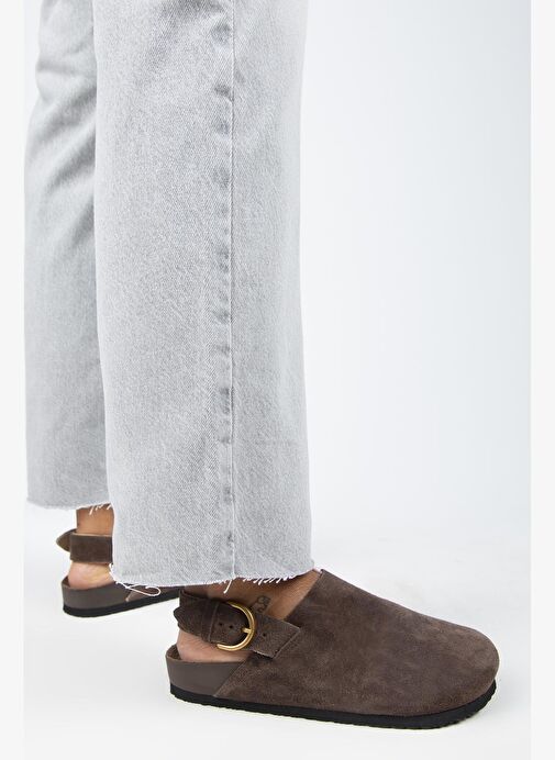 Manijero Antonella Kadın Deri Hakiki Deri Arkadan Kemerli Sabo Kahve Sandalet - Görsel 7