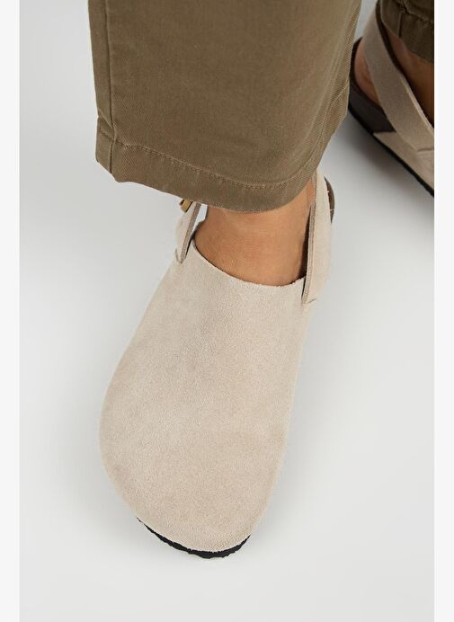 Manijero Antonella Kadın Deri Hakiki Deri Arkadan Kemerli Sabo Bej Sandalet - Görsel 9