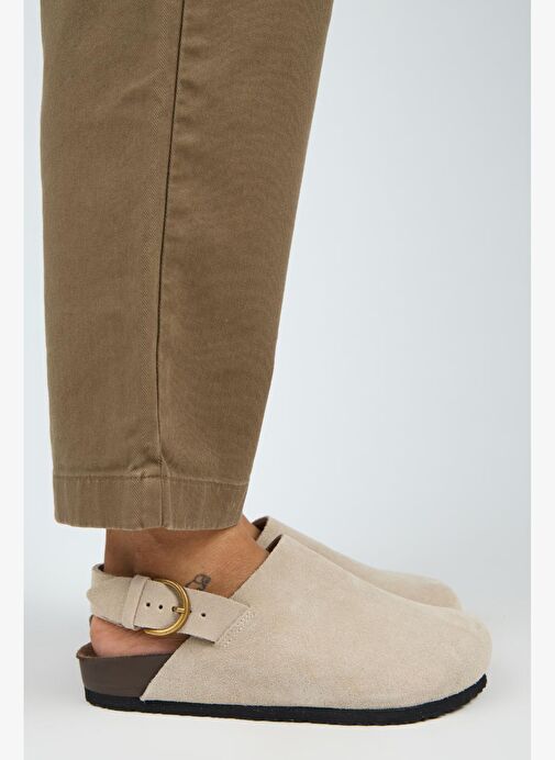 Manijero Antonella Kadın Deri Hakiki Deri Arkadan Kemerli Sabo Bej Sandalet - Görsel 2