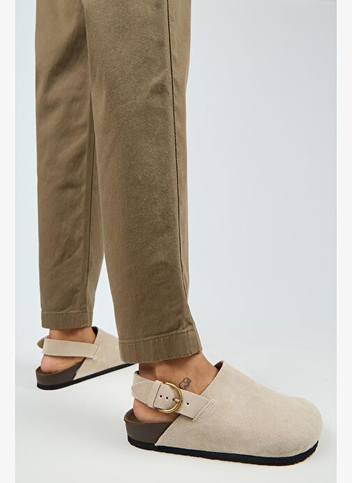 Manijero Antonella Kadın Deri Hakiki Deri Arkadan Kemerli Sabo Bej Sandalet - Görsel 6