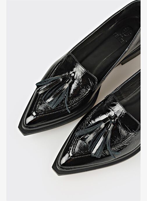 Siyah Deri Kadın Günlük Ayakkabı - Görsel 6