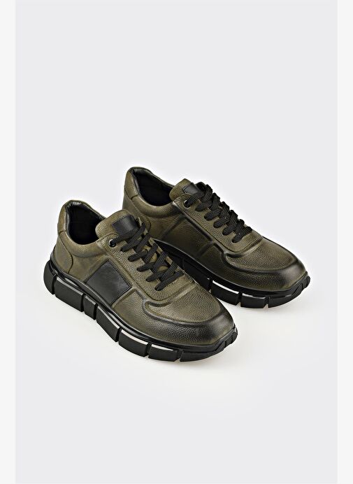 Haki Deri Erkek Spor Ayakkabı - Görsel 3
