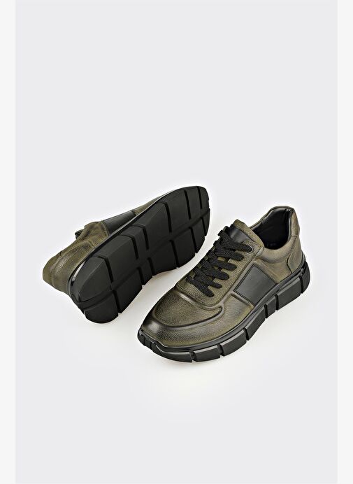 Haki Deri Erkek Spor Ayakkabı - Görsel 4