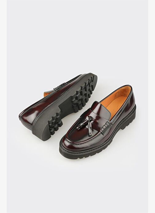 Bordo Deri Erkek Klasik Ayakkabı - Görsel 4