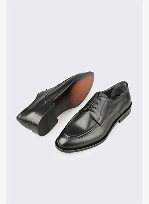 Siyah Deri Erkek Klasik Ayakkabı - Görsel 4