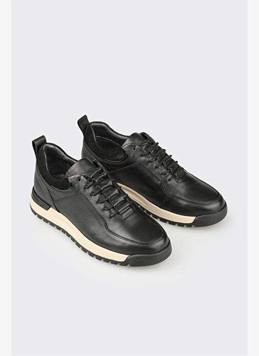 Siyah Deri Erkek Günlük Ayakkabı - Görsel 3