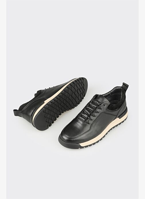 Siyah Deri Erkek Günlük Ayakkabı - Görsel 4