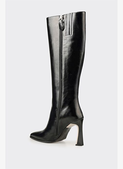 Siyah Deri Kadın Çizme - Görsel 4