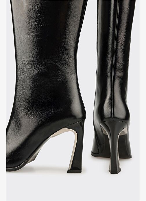Siyah Deri Kadın Çizme - Görsel 5
