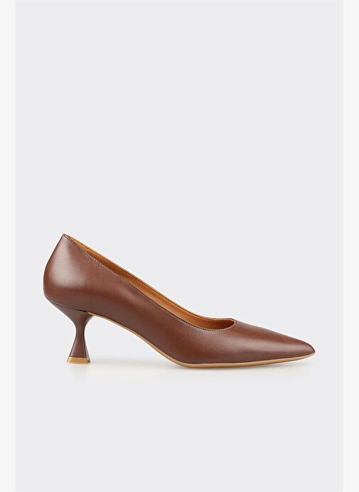 Kahve Deri Kadın Stiletto - Görsel 2