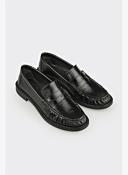 Siyah Deri Kadın Günlük Ayakkabı - Görsel 3