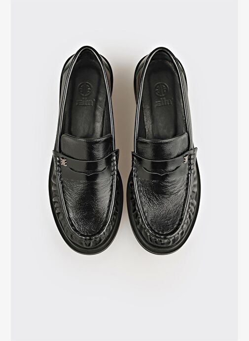 Siyah Deri Kadın Günlük Ayakkabı - Görsel 5