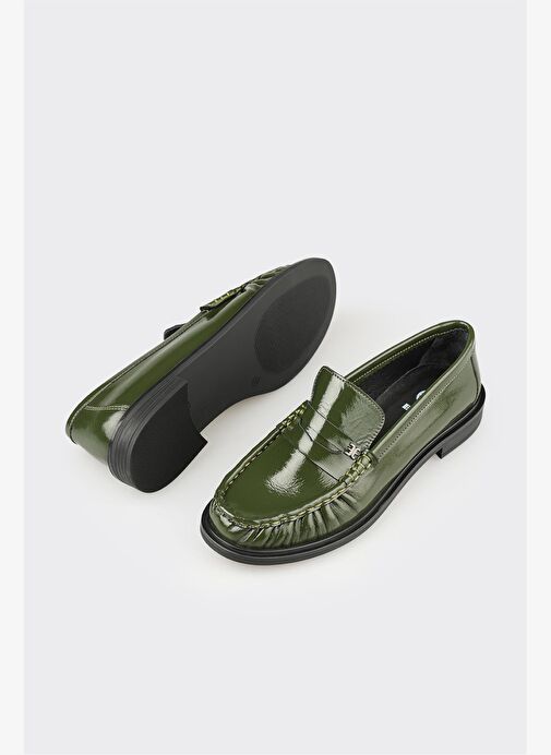 Yeşil Deri Kadın Günlük Ayakkabı - Görsel 4