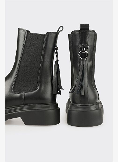 Siyah Deri Kadın Günlük Bot - Görsel 5