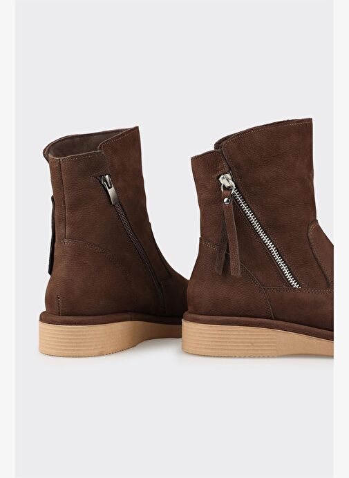 Kahve Deri Kadın Günlük Spor Bot - Görsel 5