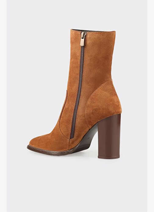 Taba Deri Kadın Yüksek Topuk Bot - Görsel 4