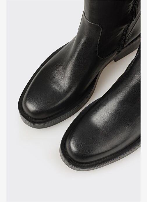 Siyah Deri Kadın Çizme - Görsel 5