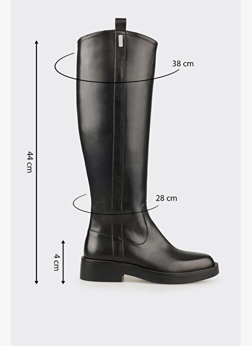 Siyah Deri Kadın Çizme - Görsel 6