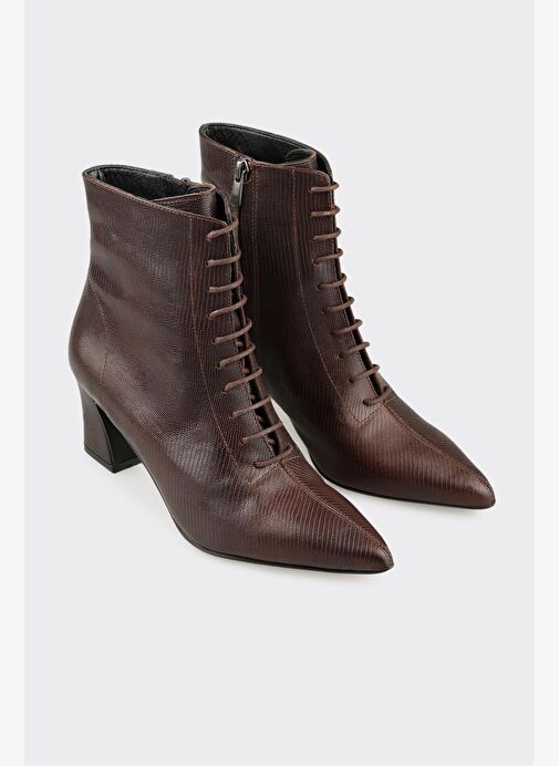 Kahve Deri Kadın Klasik Bot - Görsel 3