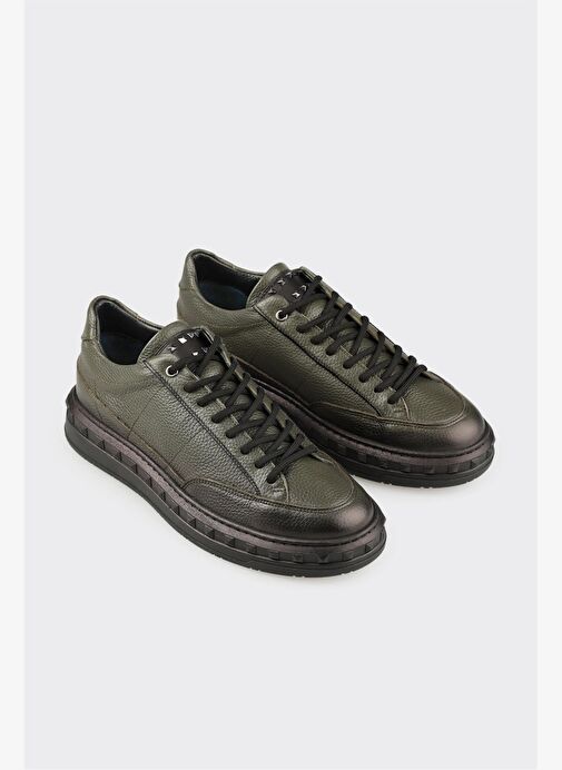 Haki Deri Erkek Spor Ayakkabı - Görsel 3