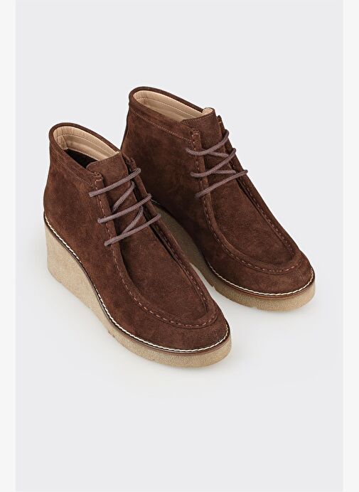 Kahve Deri Kadın Klasik Bot - Görsel 3