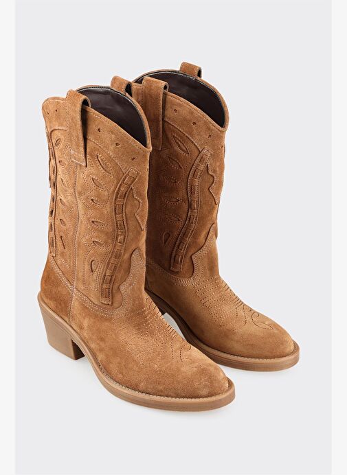 Taba Deri Kadın Western Bot - Görsel 3