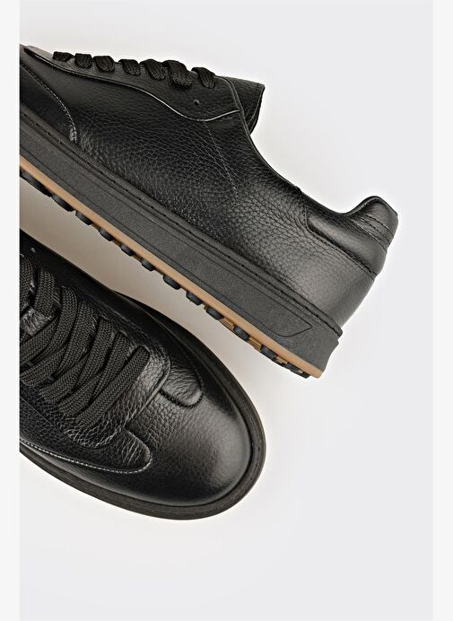 Siyah Deri Erkek Günlük Ayakkabı - Görsel 6