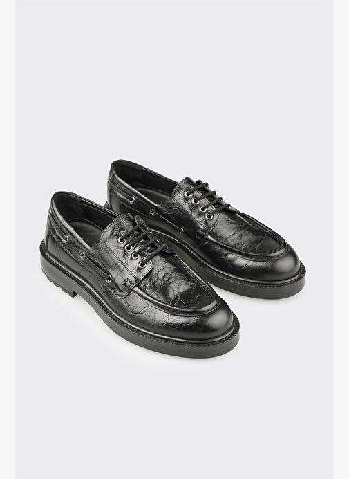 Siyah Deri Erkek Günlük Ayakkabı - Görsel 3