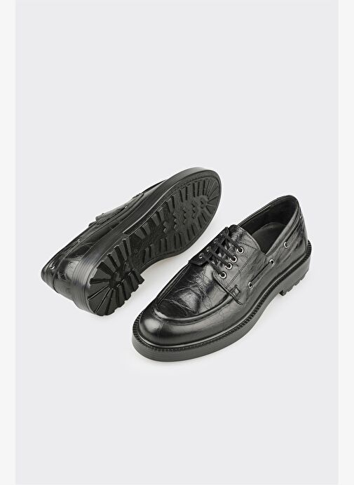 Siyah Deri Erkek Günlük Ayakkabı - Görsel 4