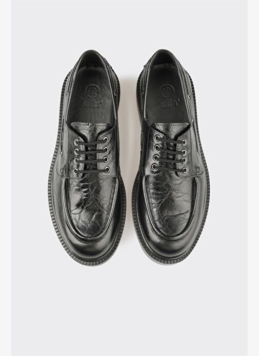 Siyah Deri Erkek Günlük Ayakkabı - Görsel 5