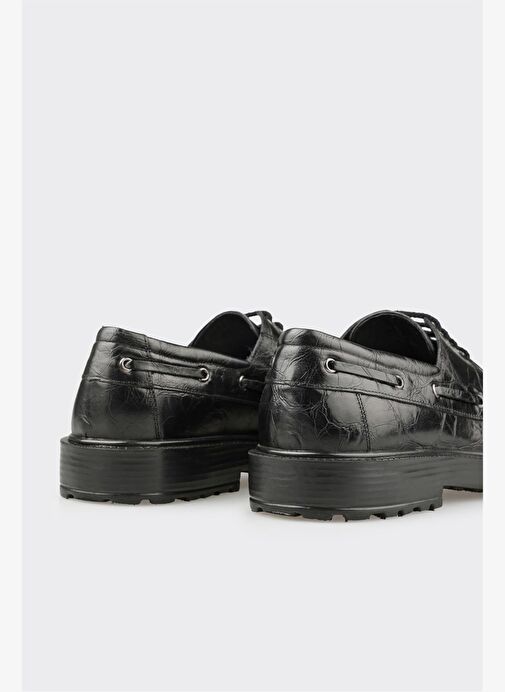 Siyah Deri Erkek Günlük Ayakkabı - Görsel 6