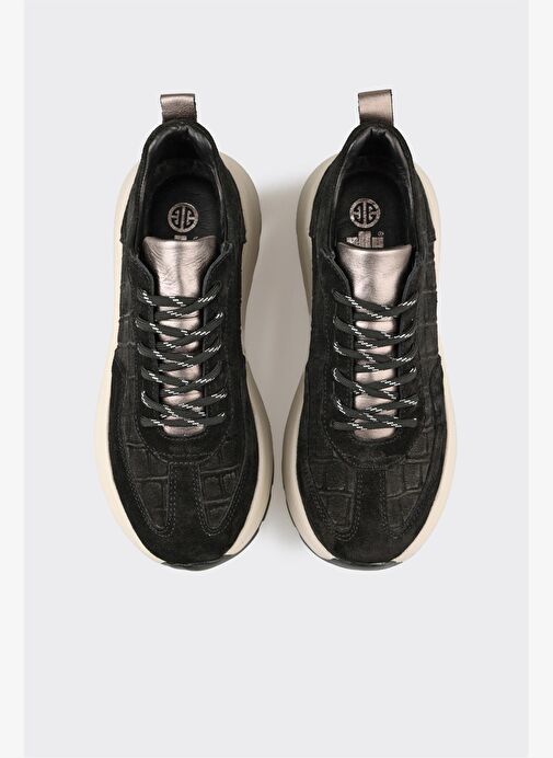 Siyah Deri Kadın Spor Ayakkabı - Görsel 5