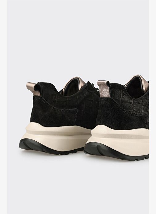 Siyah Deri Kadın Spor Ayakkabı - Görsel 6