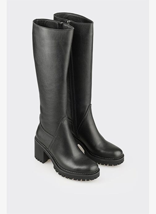 Siyah Deri Kadın Çizme - Görsel 3