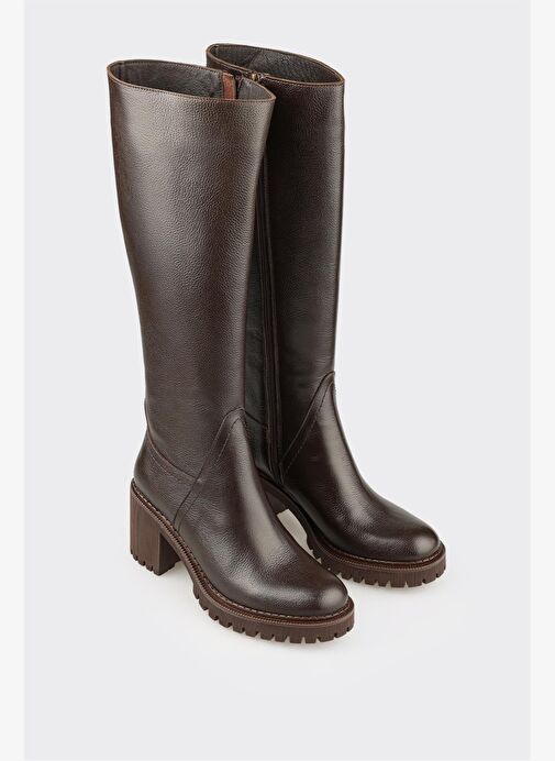 Kahve Deri Kadın Çizme - Görsel 3