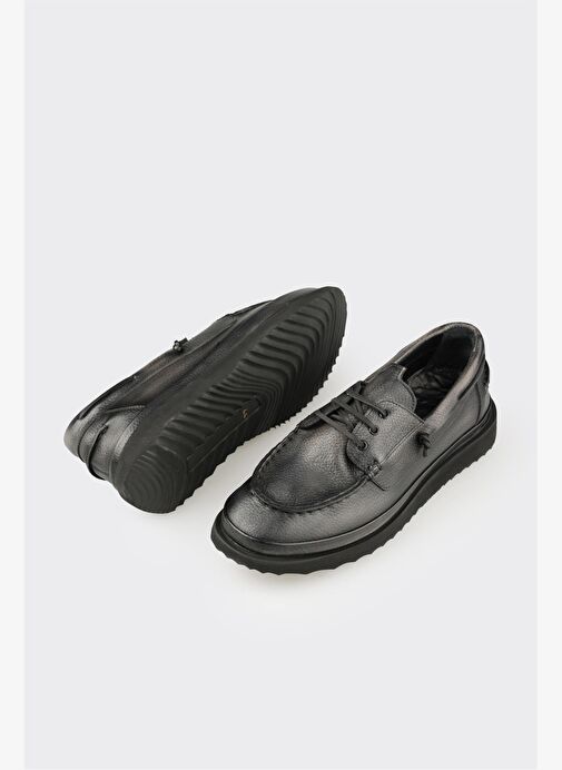 Antrasit Deri Erkek Günlük Ayakkabı - Görsel 4