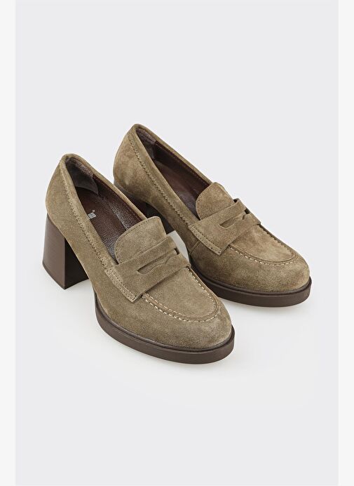 Haki Deri Kadın Ayakkabı - Görsel 3