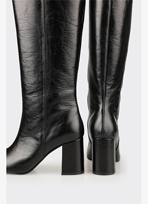 Siyah Deri Kadın Çizme - Görsel 5