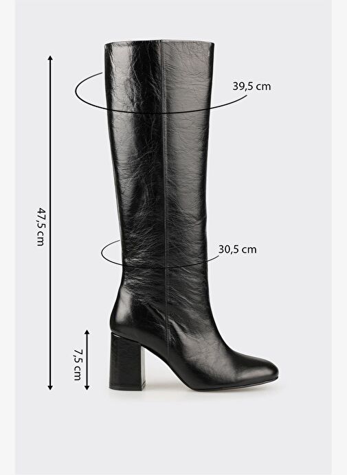 Siyah Deri Kadın Çizme - Görsel 6