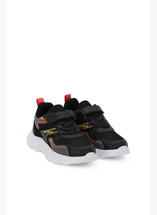Slazenger KAROLIS Erkek Çocuk Cırt Cırtlı Siyah / Turuncu Günlük Spor Ayakkabısı - Görsel 3