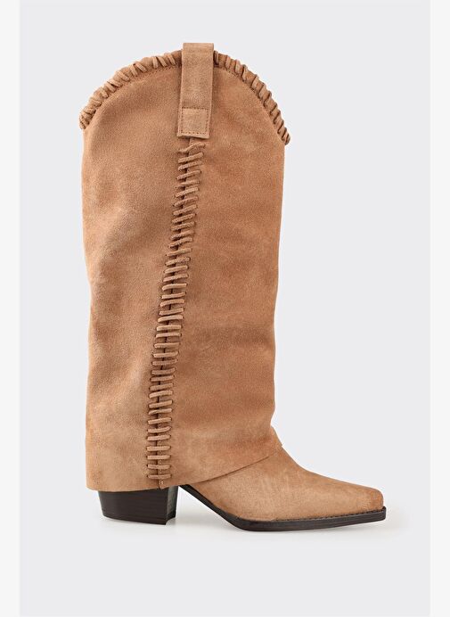 Naturel Deri Kadın Western Çizme - Görsel 2