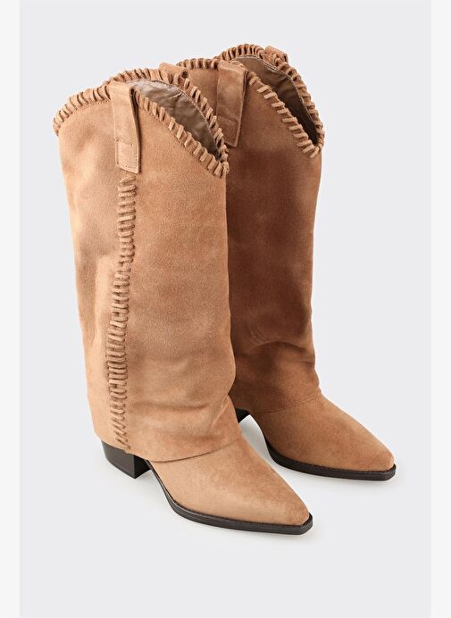 Naturel Deri Kadın Western Çizme - Görsel 3