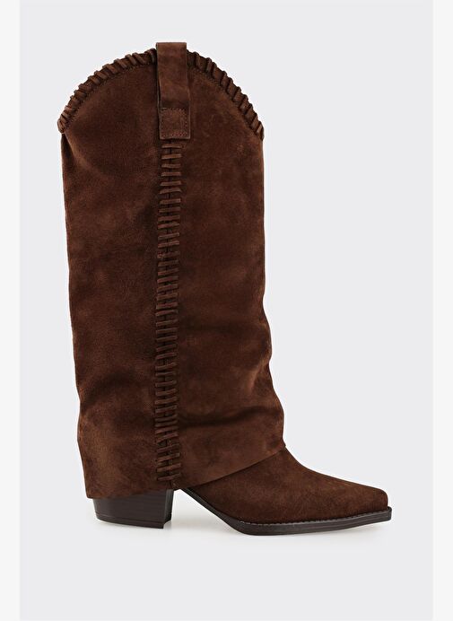 Kahve Deri Kadın Western Çizme - Görsel 2