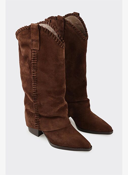 Kahve Deri Kadın Western Çizme - Görsel 3