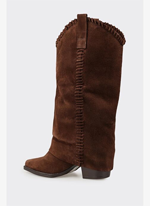 Kahve Deri Kadın Western Çizme - Görsel 4