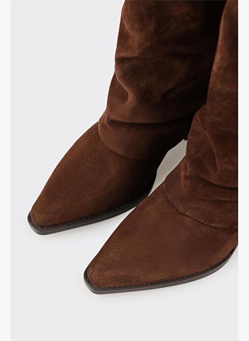 Kahve Deri Kadın Western Çizme - Görsel 5