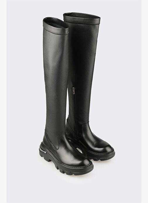 Siyah Kadın Düz Çizme - Görsel 3