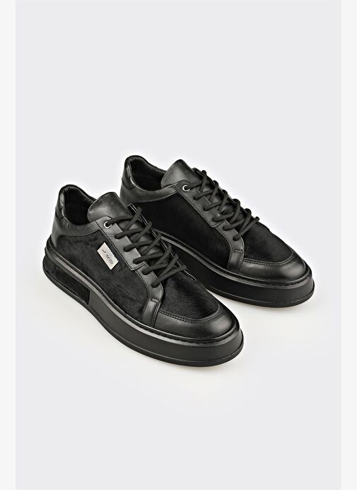 Siyah Deri Erkek Spor Ayakkabı - Görsel 3