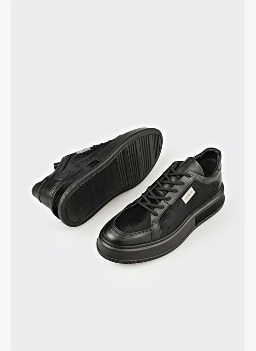 Siyah Deri Erkek Spor Ayakkabı - Görsel 4